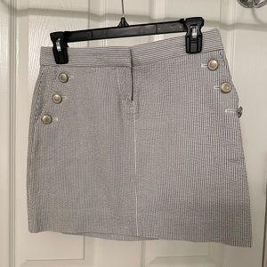 J Crew Pinstripe Skirt: White & Navy